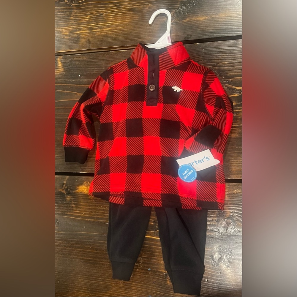 Carter's Red and Black Checkered Baby Set